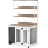 PawHut 39" Dog Crate Furniture for Large Dogs w/ Storage Shelf, Three Doors, Blackboard & Non-slip Foot Pads, White