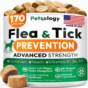 Flea and Tick Prevention for Dogs Pills Natural Dog Flea & Tick Control 170 Soft Chewables Oral Defense Treatment for Dogs Supplement Vet Formula