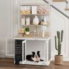 PawHut 39" Dog Crate Furniture for Large Dogs w/ Storage Shelf, Three Doors, Blackboard & Non-slip Foot Pads, White