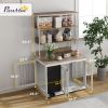 PawHut 39" Dog Crate Furniture for Large Dogs w/ Storage Shelf, Three Doors, Blackboard & Non-slip Foot Pads, White