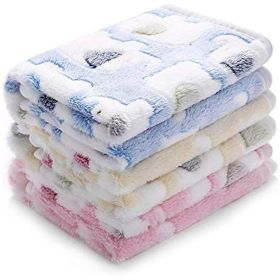 1 Pack 2 Blankets Super Soft Fluffy Premium Cute Elephant Pattern Pet Blanket Flannel Throw for Dog Puppy Cat (Color: Khaki, size: Large (Pack of 2))