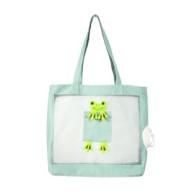 Handheld Breathable Canvas Cat Bag for Outdoor (Color: Green, Type: Pet entertainment)
