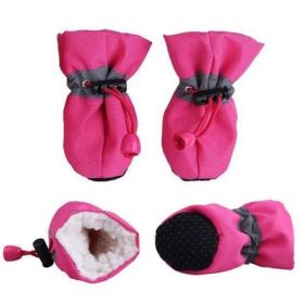 Dogs Winter Warm Shoes 4 PCS Set (Color-Ships From: Pink-United States, size: M)