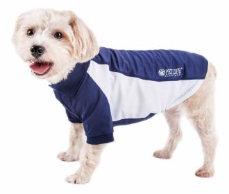 Pet Life Active 'Barko Pawlo' Relax-Stretch Wick-Proof Performance Dog Polo T-Shirt (Color: navy, size: X-Small)